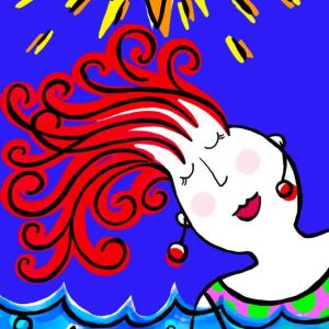 illustrazione di una donna e le onde del mare